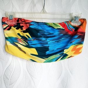 MM Colorful Watercolor Tropical Bandeau Crop Top